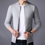 Spring Men's Sweater Cardigan Solid Long Sleeve Knitted Coat Full Zipper Casual Wool Sweater Tide Slim Male Autumn Clothing