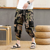 Baggy Cotton Harem Pants Men Summer Japanese Men Women Hip Hop Plus Size Wide Leg Pants Bloomers Calf-Length Pants Joggers