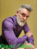 Purple Men's Bamboo Fiber Dress Shirt  Brand New Slim Fit Long Sleeve Chemise Homme Non Iron Easy Care Formal Shirt For Men