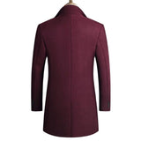 New Autumn Winter Long Overcoat Men Fashion Slim  Fit Long Wool Blends Coats Men Solid Business Causal Windbreaker Jackets Men