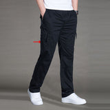 Men's Casual Trousers Cotton Overalls Elastic Waist Full Len Multi-Pocket Plus Fertilizer Men's Clothing Big Size Cargo Pants
