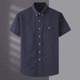 10XL 8XL 7XL Men's Loose Shirt Plus Size  Summer Short Sleeve Fashion Stripes Business Work Casual Shirt Oversize Pink Blue