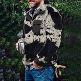 Gotmes Oversized Autumn Winter Warm Long Sleeve Loose Sweaters For Men Casual Turn-down Collar Plaid Print Top Mens Fashion Streetwear