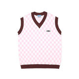 England Style Checkerboard Plaid Sweater Vest Men Vintage Fall Casual Loose Harajuku V Neck Mens Sweater Vest Sleeveless