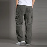 Men's Casual Trousers Cotton Overalls Elastic Waist Full Len Multi-Pocket Plus Fertilizer Men's Clothing Big Size Cargo Pants