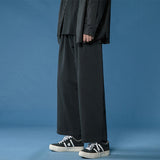 Legible Women Pant Casual Cotton Wide Leg Pants Retro Ankle Length Elastic Waist Loose Trousers Female