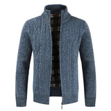 Autumn Winter Mens Sweater Fashion Brand Casual Sweater Stand Collar Cardigan Men Striped Slim Knitted Men's Sweatercoat