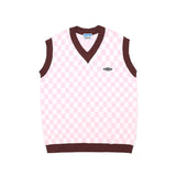 England Style Checkerboard Plaid Sweater Vest Men Vintage Fall Casual Loose Harajuku V Neck Mens Sweater Vest Sleeveless