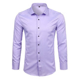 Purple Men's Bamboo Fiber Dress Shirt  Brand New Slim Fit Long Sleeve Chemise Homme Non Iron Easy Care Formal Shirt For Men