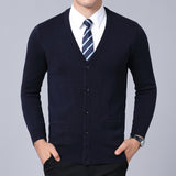 Fashion Brand Sweater For Mens Cardigan Coat V Neck Slim Fit Jumpers Knitwear Winter Korean Style Casual Mens Clothes