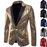 Shiny Gold Sequin Glitter Embellished Blazer Jacket Men Nightclub Prom Suit Blazer Men Costume Homme Stage Clothes For singers
