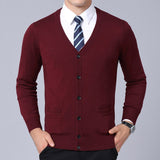 Fashion Brand Sweater For Mens Cardigan Coat V Neck Slim Fit Jumpers Knitwear Winter Korean Style Casual Mens Clothes
