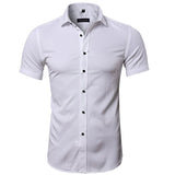 Purple Men's Bamboo Fiber Dress Shirt  Brand New Slim Fit Long Sleeve Chemise Homme Non Iron Easy Care Formal Shirt For Men