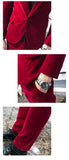 Elegant Wine Red Suits Mens Velvet Luxury Suits For Mens Groom Wedding Velour Suits Gentlemen Dress 2 pcs Flannel Green Burgundy