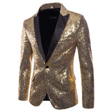 Shiny Gold Sequin Glitter Embellished Blazer Jacket Men Nightclub Prom Suit Blazer Men Costume Homme Stage Clothes For singers