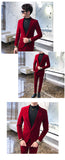 Elegant Wine Red Suits Mens Velvet Luxury Suits For Mens Groom Wedding Velour Suits Gentlemen Dress 2 pcs Flannel Green Burgundy