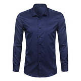 Purple Men's Bamboo Fiber Dress Shirt  Brand New Slim Fit Long Sleeve Chemise Homme Non Iron Easy Care Formal Shirt For Men