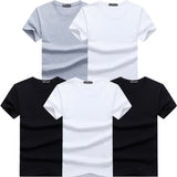 High Quality Fashion Men's T-Shirts Casual Short Sleeve T-shirt Mens Solid Casual Cotton Tee Shirt Summer Clothing 6pcs/lot