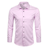 Purple Men's Bamboo Fiber Dress Shirt  Brand New Slim Fit Long Sleeve Chemise Homme Non Iron Easy Care Formal Shirt For Men