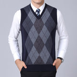 Fashion Brand Sweater For Mens Pullovers plaid Slim Fit Jumpers Knitred Vest Autumn Korean Style  Casual Men Clothes