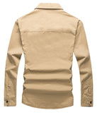 Casual Male Pilot Shirt Long Sleeve Patchwork Pocket Men Fashion Army Military Style Tops For Male