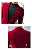 Elegant Wine Red Suits Mens Velvet Luxury Suits For Mens Groom Wedding Velour Suits Gentlemen Dress 2 pcs Flannel Green Burgundy
