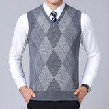 Fashion Brand Sweater For Mens Pullovers plaid Slim Fit Jumpers Knitred Vest Autumn Korean Style  Casual Men Clothes