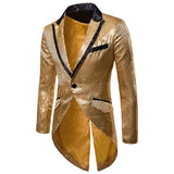 Shiny Gold Sequin Glitter Embellished Blazer Jacket Men Nightclub Prom Suit Blazer Men Costume Homme Stage Clothes For singers