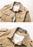 Casual Male Pilot Shirt Long Sleeve Patchwork Pocket Men Fashion Army Military Style Tops For Male