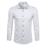 Purple Men's Bamboo Fiber Dress Shirt  Brand New Slim Fit Long Sleeve Chemise Homme Non Iron Easy Care Formal Shirt For Men