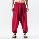 Hemp Tai Chi Trousers Traditional Chinese Clothing For Men Oriental Clothes 5XL Tall Size Japanese Fashion Male Mens Baggy Pants