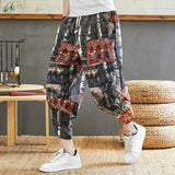 Baggy Cotton Harem Pants Men Summer Japanese Men Women Hip Hop Plus Size Wide Leg Pants Bloomers Calf-Length Pants Joggers