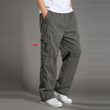 Men's Casual Trousers Cotton Overalls Elastic Waist Full Len Multi-Pocket Plus Fertilizer Men's Clothing Big Size Cargo Pants