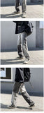Korean Style Fashion Men's Denim Wide-leg Pants New Autumn Loose Straight-leg Jeans Paneled Denim Trousers Male