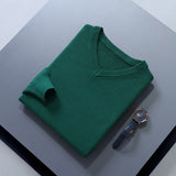 Men Jumpers Hot Sale Vneck Long Sleeve Pullovers Solid Color Standard Clothes Male Woolen Knitting Jumpers