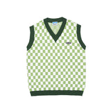 England Style Checkerboard Plaid Sweater Vest Men Vintage Fall Casual Loose Harajuku V Neck Mens Sweater Vest Sleeveless