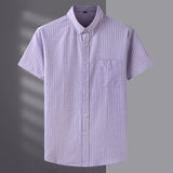 10XL 8XL 7XL Men's Loose Shirt Plus Size  Summer Short Sleeve Fashion Stripes Business Work Casual Shirt Oversize Pink Blue