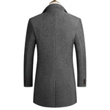 New Autumn Winter Long Overcoat Men Fashion Slim  Fit Long Wool Blends Coats Men Solid Business Causal Windbreaker Jackets Men