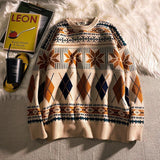 Pullovers Vintage Retro Christmas Sweater Couple  Men's Knitted Sweater Winter Warm Casual Korean Streetwear Harajuku