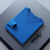 Men Jumpers Hot Sale Vneck Long Sleeve Pullovers Solid Color Standard Clothes Male Woolen Knitting Jumpers