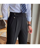 Autumn Men's Trousers High-waist Straight Drape Casual Business Dress Pants Office Social Wedding Streetwear Fashion Long Pants