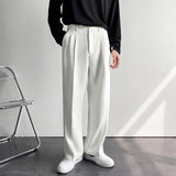 Men Suit Pants Solid Full Baggy Casual Wide Leg Trousers for Men Khaki Black White Japanese Style Streetwear Oversize Pants Man