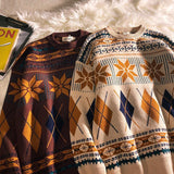 Pullovers Vintage Retro Christmas Sweater Couple  Men's Knitted Sweater Winter Warm Casual Korean Streetwear Harajuku