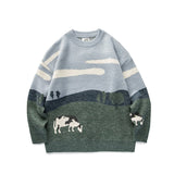 Men Cows Vintage Winter Sweaters Pullover Mens O-Neck Korean Fashions Sweater Women Casual Harajuku Clothes