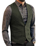 Gotmes Men's Vest Suit Boutique Wool Tweed Slim Fit Leisure Cotton Male Gentleman Beckham Business Waistcoat For Wedding Groomsmen