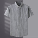 10XL 8XL 7XL Men's Loose Shirt Plus Size  Summer Short Sleeve Fashion Stripes Business Work Casual Shirt Oversize Pink Blue