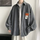 Corduroy Men Shirts For Men Clothing Harajuku Black Shirt Korean Style Men Shirt Long Sleeve Vintage Clothes Streetwear 3XL