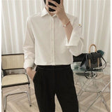 Spring All-match Sexy Mens Shirts Top Quality Chiffon Button Up Long Sleeve Casual Solid Color Loose Satin Shirt