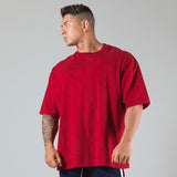 New Summer Running Oversized T-Shirt Men's Gym Bodybuilding Fitness Loose Casual Cotton Short Sleeve Men's Street Sports T-Shirt