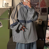Dark college winter Japanese streetwear women coat Harajuku outwear casual  long-sleeved zip up Ulzzang hooded coat